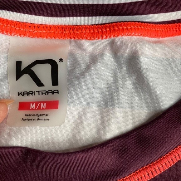 Kari Traa Womens M Performance Baselayer Pink Maroon Stripe Sporty Athletic - Picture 3 of 6